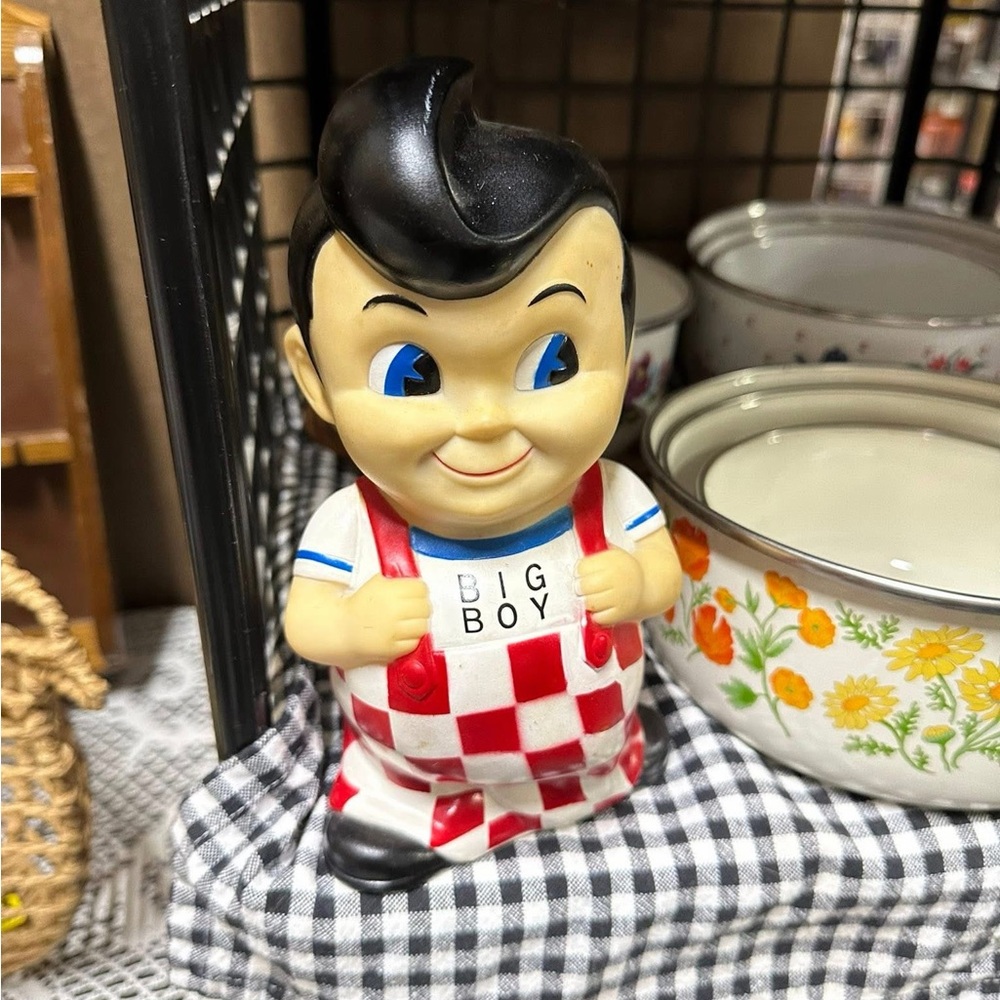 Big Boy Figurine with Red Checkered Overalls